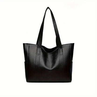 Vintage Ladies Bag Large Capacity Handbag , Vintage Plain Shoulder Bag , Ladies Commuter Casual Handbag - black