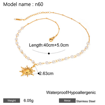 2026 Vintage Necklace On Neck Chain Women's Jewelry Accessories For Girls Clothing Aesthetic Gifts Fashion Pendant - gold n60
