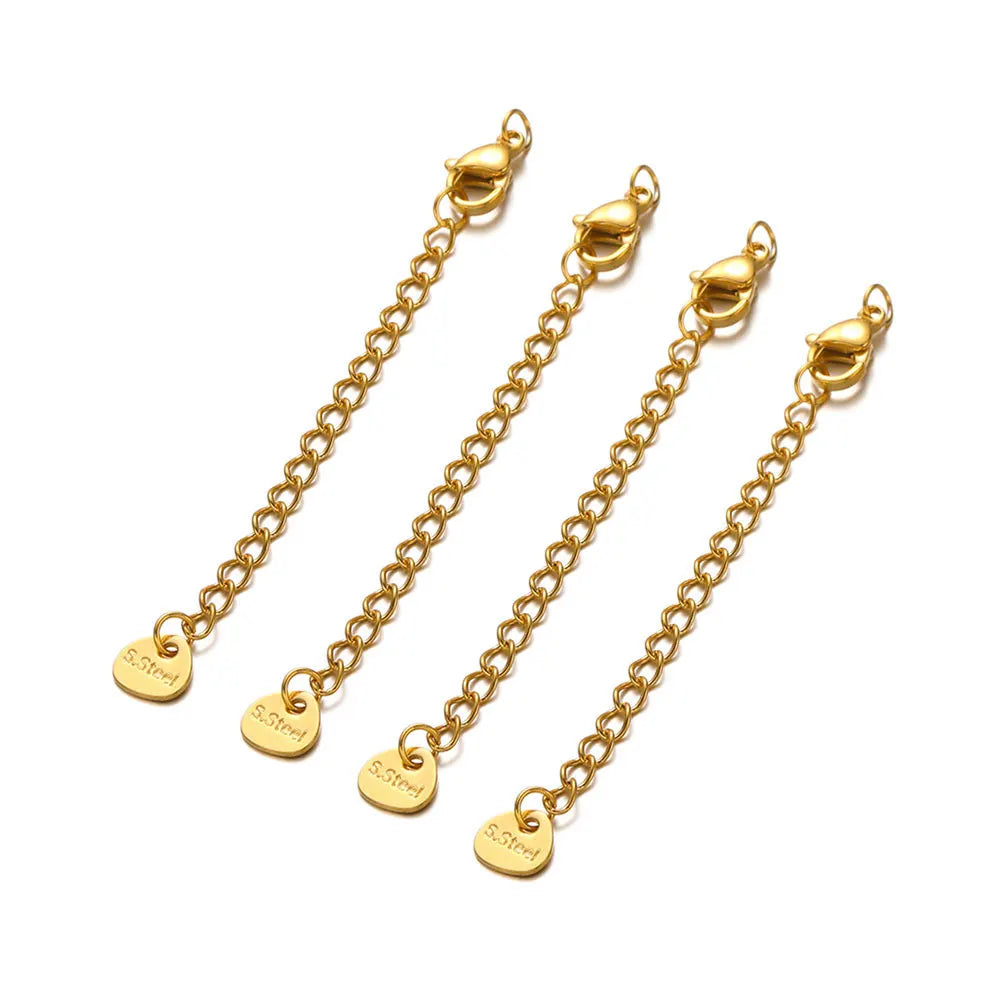 10pcs Stainless Steel Extension Chains with Lobster Clasps Connector Link Necklace Tail Making DIY Bracelet Accessories Suppl
