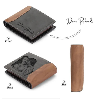 Custom Name Picture Card Holder Wallet Anniversary Birthday Gifts for Men Gift for Husband Father's Day Bifold Wallet - Photo