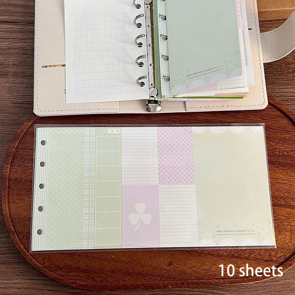 10 Sheets M5 Three Fold Loose Leaf for Punching Holes on the Inner Pages of the Core, Weekly Plan Manual Account, Foldable - 