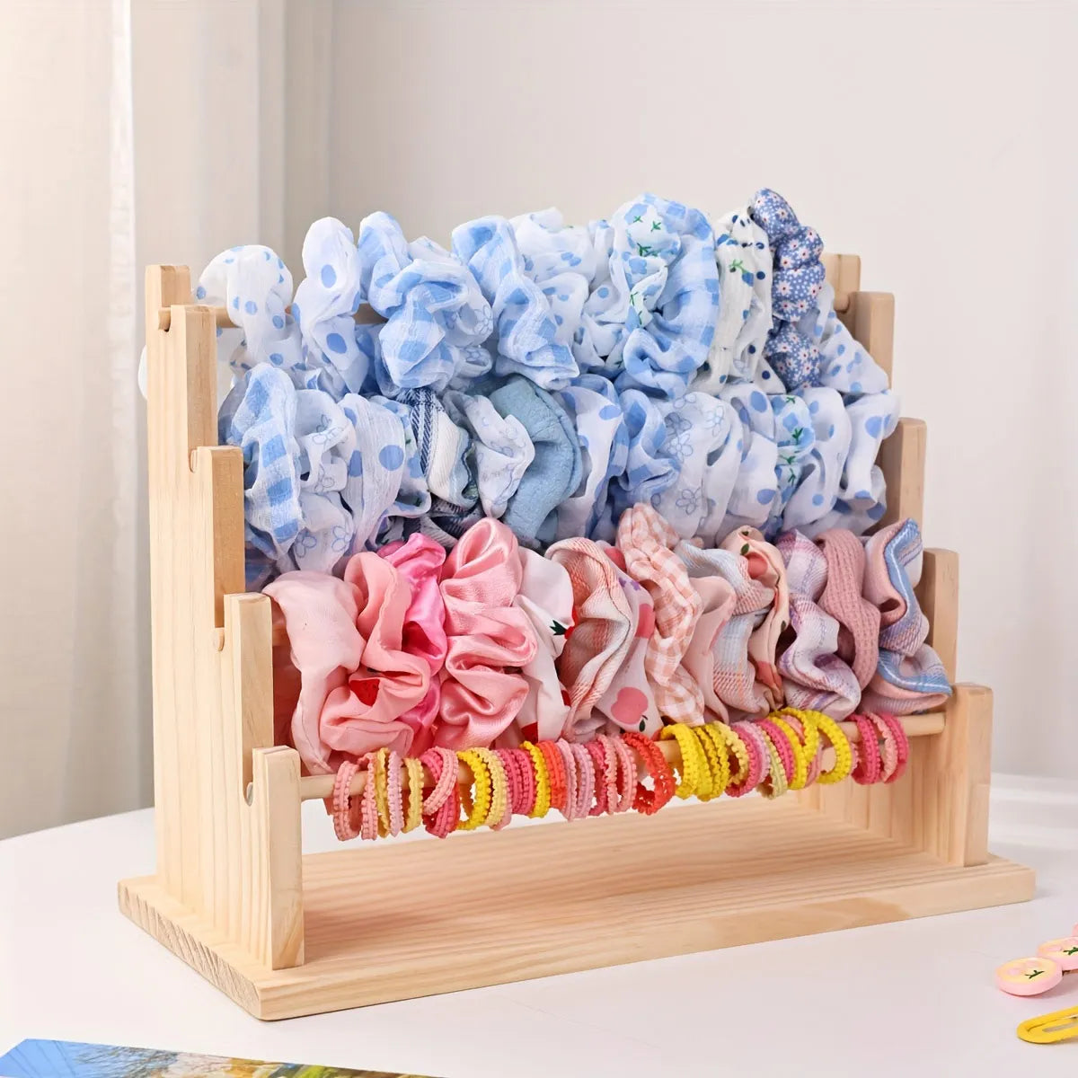 Vintage Wooden Bracelet Storage Rack, Stepped Bead Display Rack, Jewelry Storage Rack, Watch Hair Clip and Headband Display R