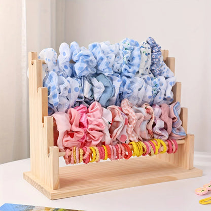 Vintage Wooden Bracelet Storage Rack, Stepped Bead Display Rack, Jewelry Storage Rack, Watch Hair Clip and Headband Display R