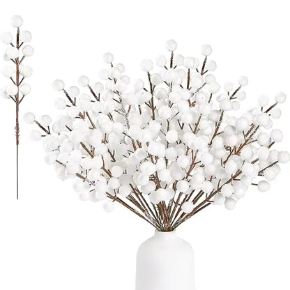 10Pcs Christmas Decoration Artificial Pine Branches Holly Berries Red Berry Branches for Christmas Tree Wreath Gifts Decorati