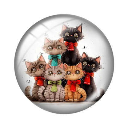 Funny Cats 10pcs 12mm/18mm/20mm/25mm Round photo glass cabochon demo flat back Making findings - 10pcs-BG2179-09 / 16mm