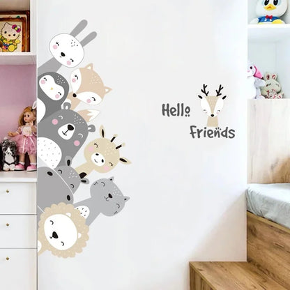 Cute Forest Animals Wall Stickers for Kids Rooms Children Boys Girls Baby Room Decoration Nursery Wallpaper Vinyl Elephant Li