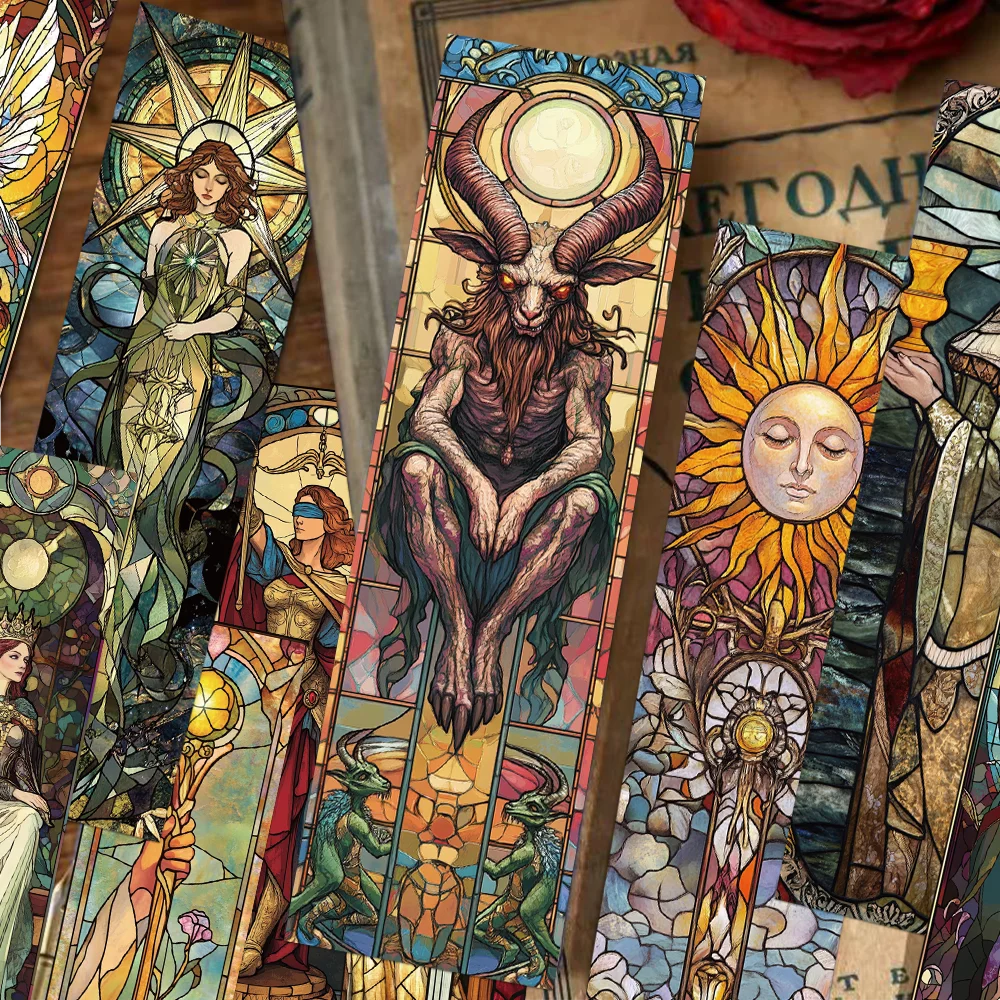 30pcs tarot bookmarks painted glass textured decorative office supplies student reading book labeling creative gift message c