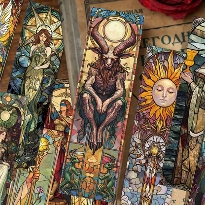 30pcs tarot bookmarks painted glass textured decorative office supplies student reading book labeling creative gift message c