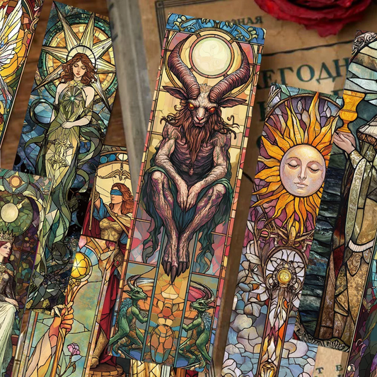 30pcs tarot bookmarks painted glass textured decorative office supplies student reading book labeling creative gift message c