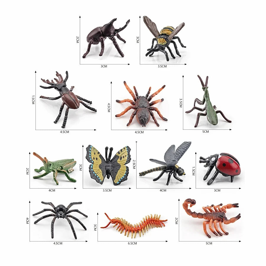 Simulation Plastic Animal Figurines Collection - Marine, Land & Insect Animals Miniature Set Toy for Kids Gift Playset Model 