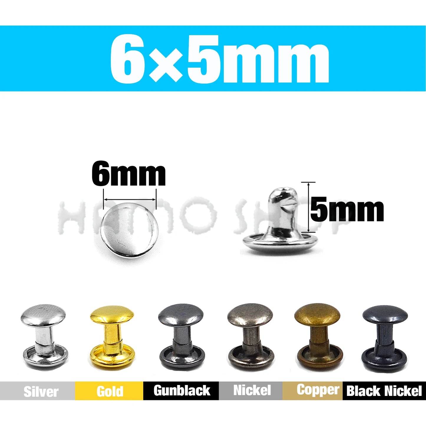 100Sets 5-15mm Metal Double Cap Rivets Stud Round Nail Rivet For Leathercraft Accessories Repair Shoes Bag Belt Clothing Garm