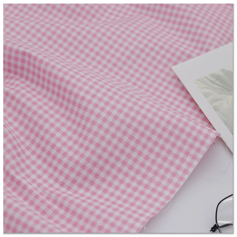 160cm*50cm Pure cotton twill fabric cotton cloth cotton floral 1.6 meters wide pastoral plaid DIY pink fabric - H