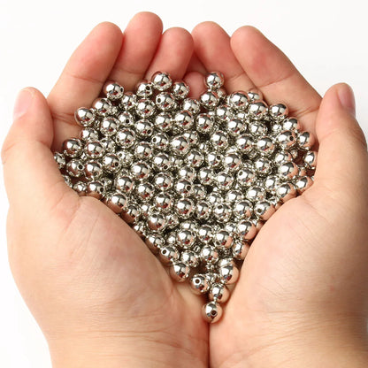 3/4/6/8/10/12mm Round Spacer Beads CCB Gold Silver Color Smooth Loose Ball Beads for Bracelet DIY Jewelry Making Accessories 