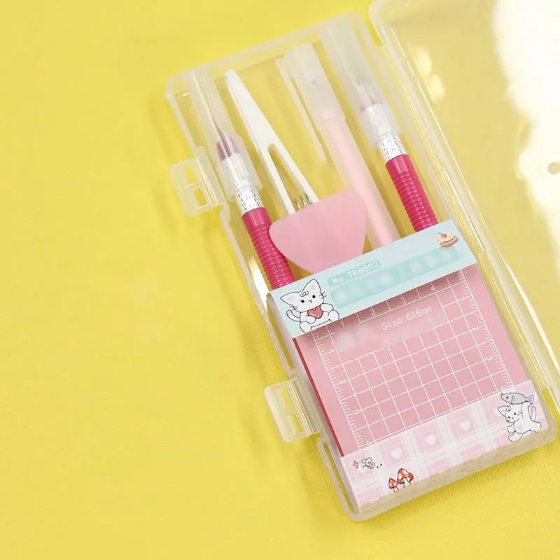 DIY Art Craft Tool Set with Cutting Mat & Sculpting Tools, Multi-Functional Creative Kit with Clear Storage Box for Handmade 