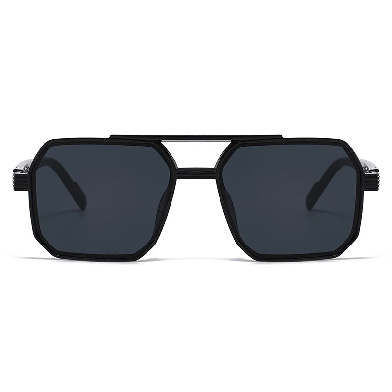 Hiking New Fashion Double Beam Polygonal Anti Light Glasses Retro Personalized Trendy Large Frame Eyewear European and Americ