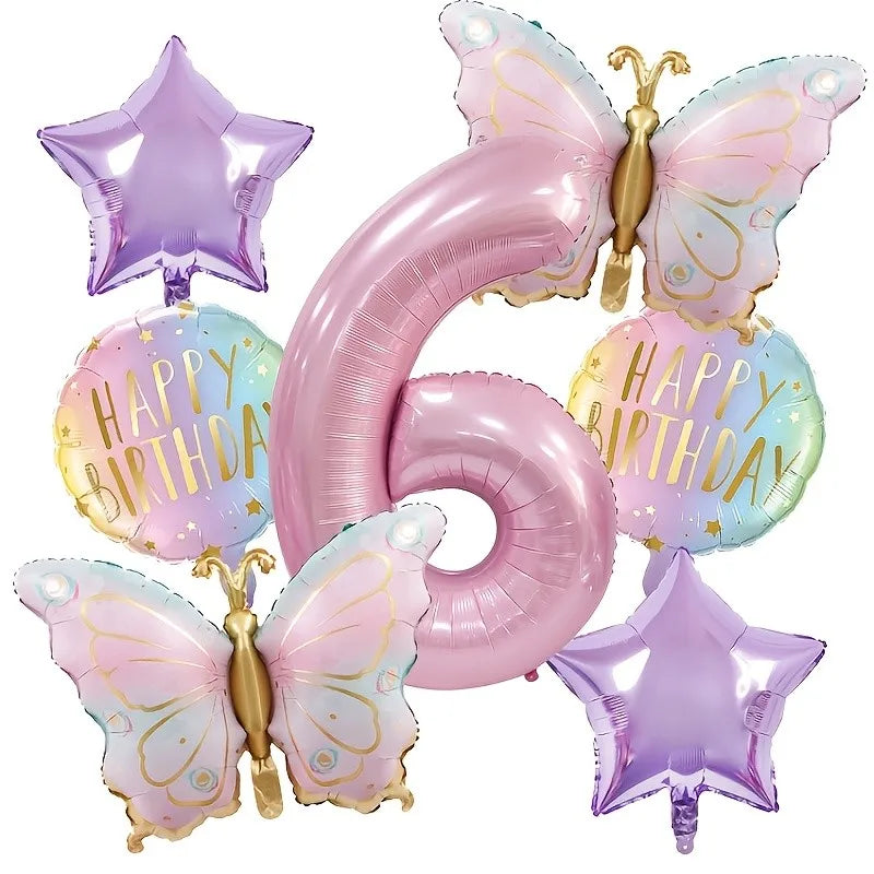 Birthday Decorations, Pink Butterfly Balloons Set, Custom Happy Birthday Banner, Personalized Party Decor, Whimsical Birthday