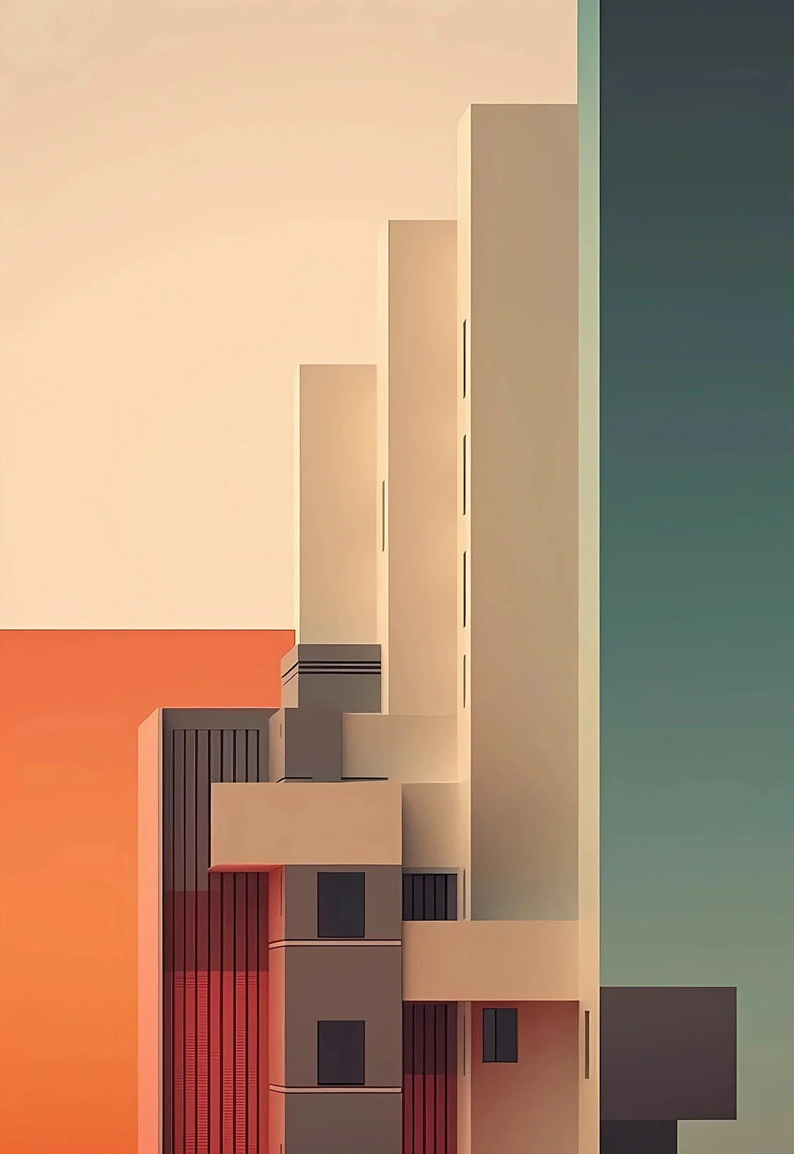 Classic Architecture Abstract Poster Prints Minimalist Fallingwater House Bauhaus Canvas Painting Wall Art Pictures Home Deco