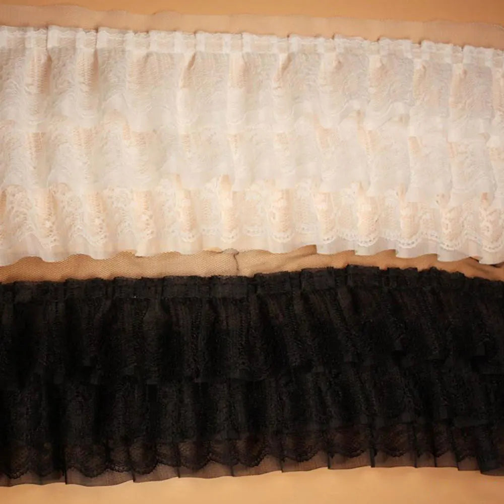 13CM Wide White Black Three Layers 3D Pleated Mesh Chiffon Fabric Embroidered Ruffle Trim DIY Dress Apparel Collar Sewing Dec