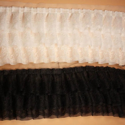 13CM Wide White Black Three Layers 3D Pleated Mesh Chiffon Fabric Embroidered Ruffle Trim DIY Dress Apparel Collar Sewing Dec