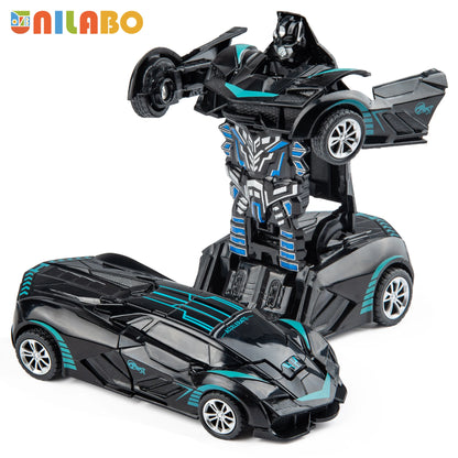 Transformable Robot Sports Car Toys, No Batteries, Educational Kids Gift, Colorful Model Vehicle for Play Learning - black