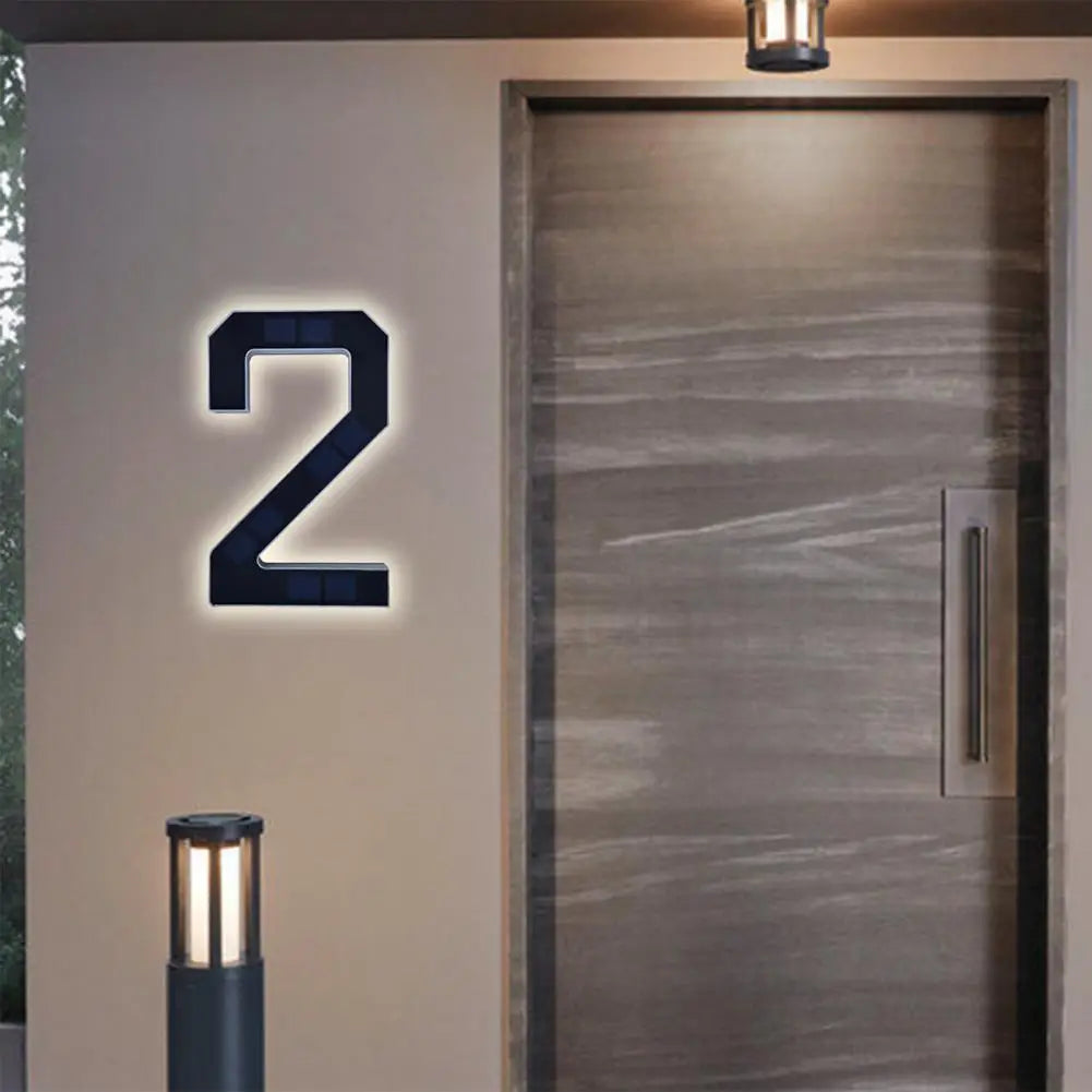 Solar Lighted House Number Outside Light-up LED Address Number Waterproof Modern House Number Light Address Sign Home Decor