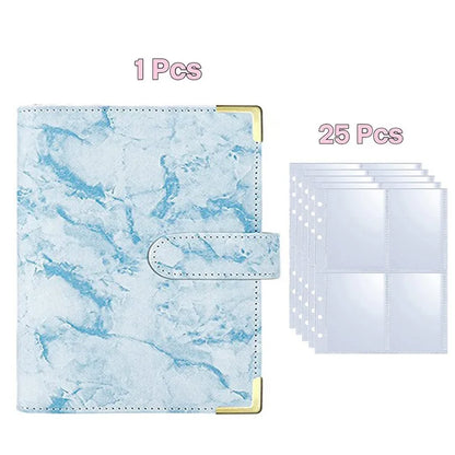 Kpop Photocard Binder with 25 pages 4-Pocket Card Collector Album with 200 Card Slots PU Leather Cover Organizing Cards - Blu