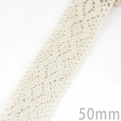 Lace Ribbon Trim, White Beige Cotton Embroidered Ribbon, 5 Meter Sewing Fabric, DIY Craft Materials, Elegant Lace for Gift Wr