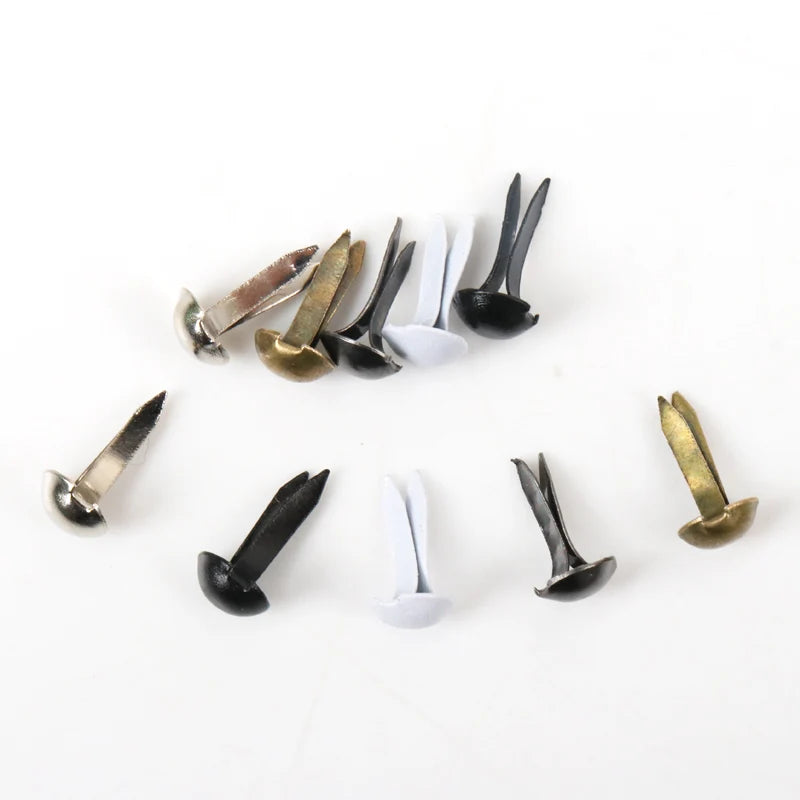 100pcs Mixed Round Metal Brad Studs Spikes Scrapbooking Embellishment Fastener Brads Crafts Pushpin Decoration 5x10mm