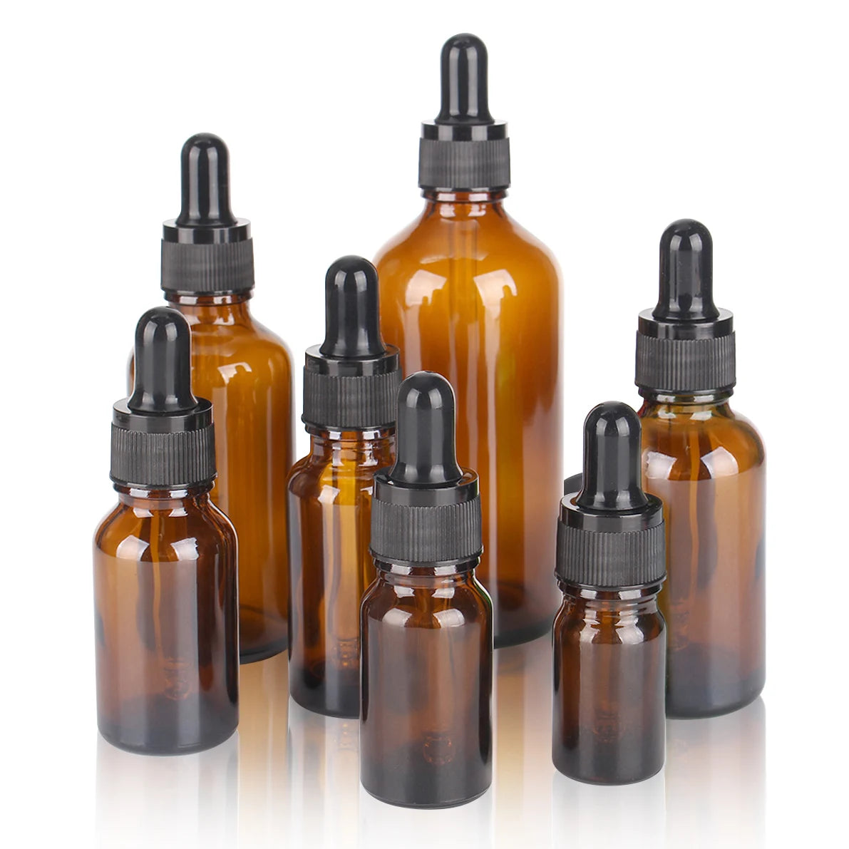 6/12/24pcs 5ml 10ml 15ml 20ml 30ml 50ml 100ml Amber Glass Dropper Bottles with Glass Pipette for Cosmetic Perfume Essential O