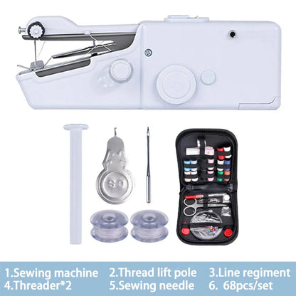 Portable Manual Sewing Machine Handheld Rope-free Electric Quick Build DIY Apparel Supplies Arts Crafts Home Garden Embroider