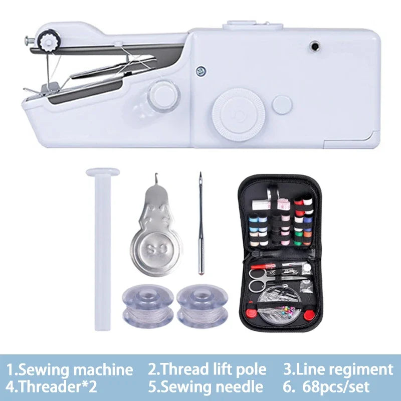 Portable Manual Sewing Machine Handheld Rope-free Electric Quick Build DIY Apparel Supplies Arts Crafts Home Garden Embroider
