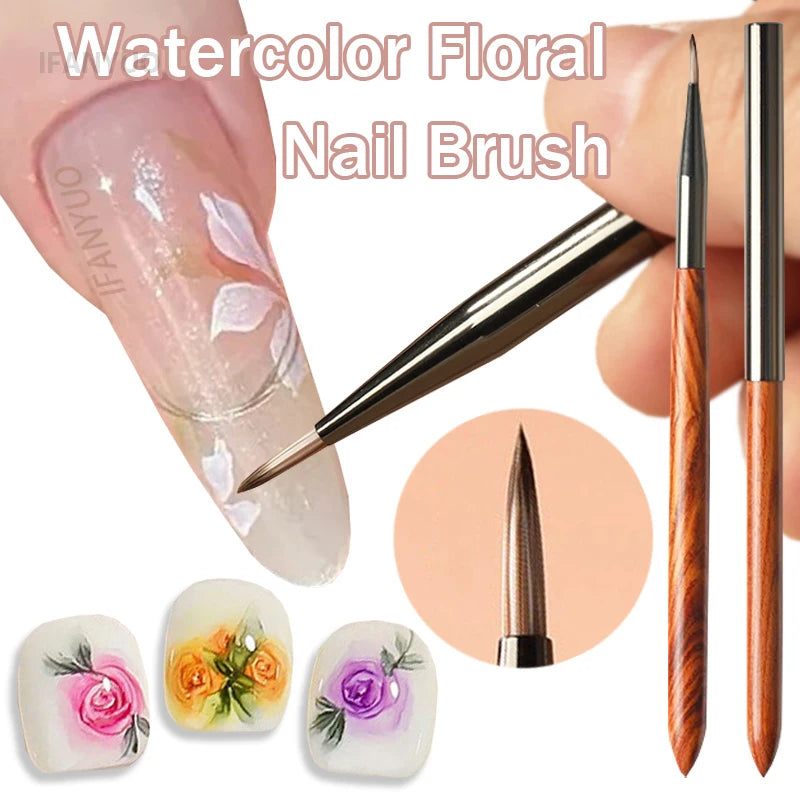 Soft Nylon Wood Handle Watercolor Nail Brush Nail Art Liner Brush Stripes Grid Flower Butterfly Painting Drawing Manicure Too