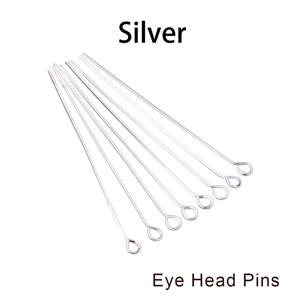 100-200Pcs/Lot 10-70mm Heads Eye Flat Head Pin Gold Plated Ball Head Pins for Jewelry Findings Making Accessories Supplies - 