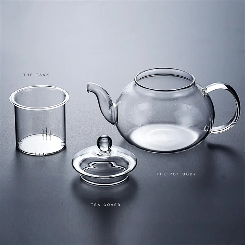 JUSTINLAU 400/1000ML Filterable Heat-resistant Thickened Glass Teapot High Borosilicate Glass Flower Tea Pot Glass Tea Pot Se