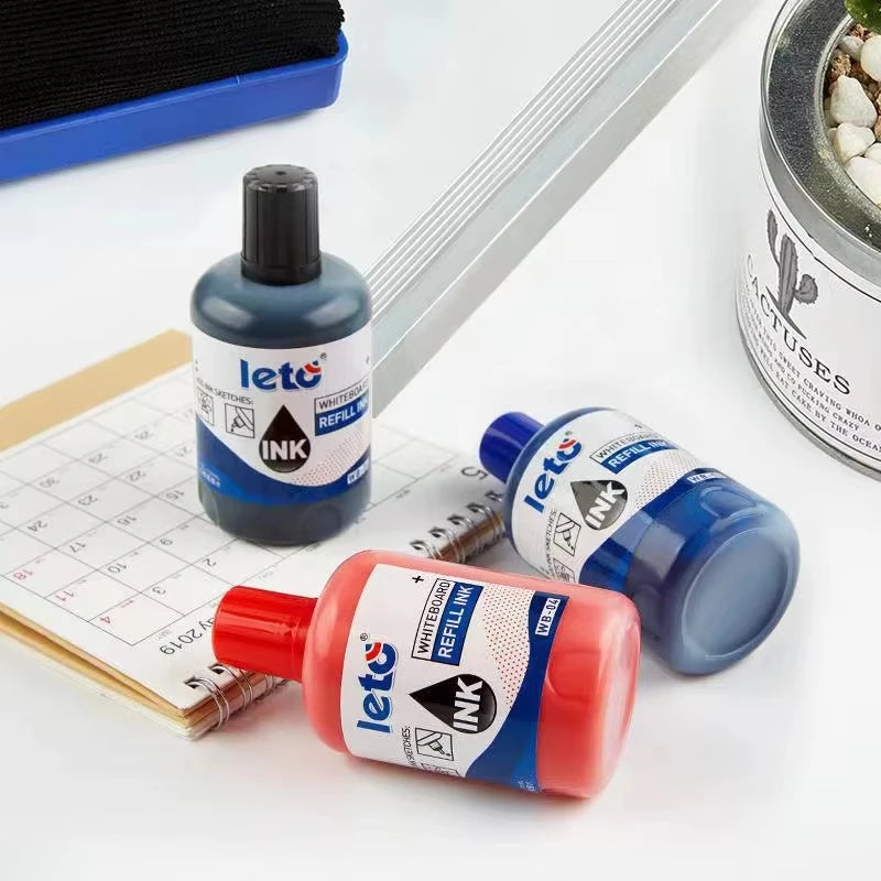 1Box 100ml Whiteboard Marker Ink Refill Set - Assorted Colors Pack of Red Blue Black Green - Compatible with All Erasable Whi