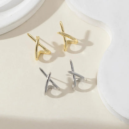 LATS Trendy Gold Color Cross Stud Earrings for Women Dainty Simple Minimalist Earring Fashion Jewelry Party Gifts