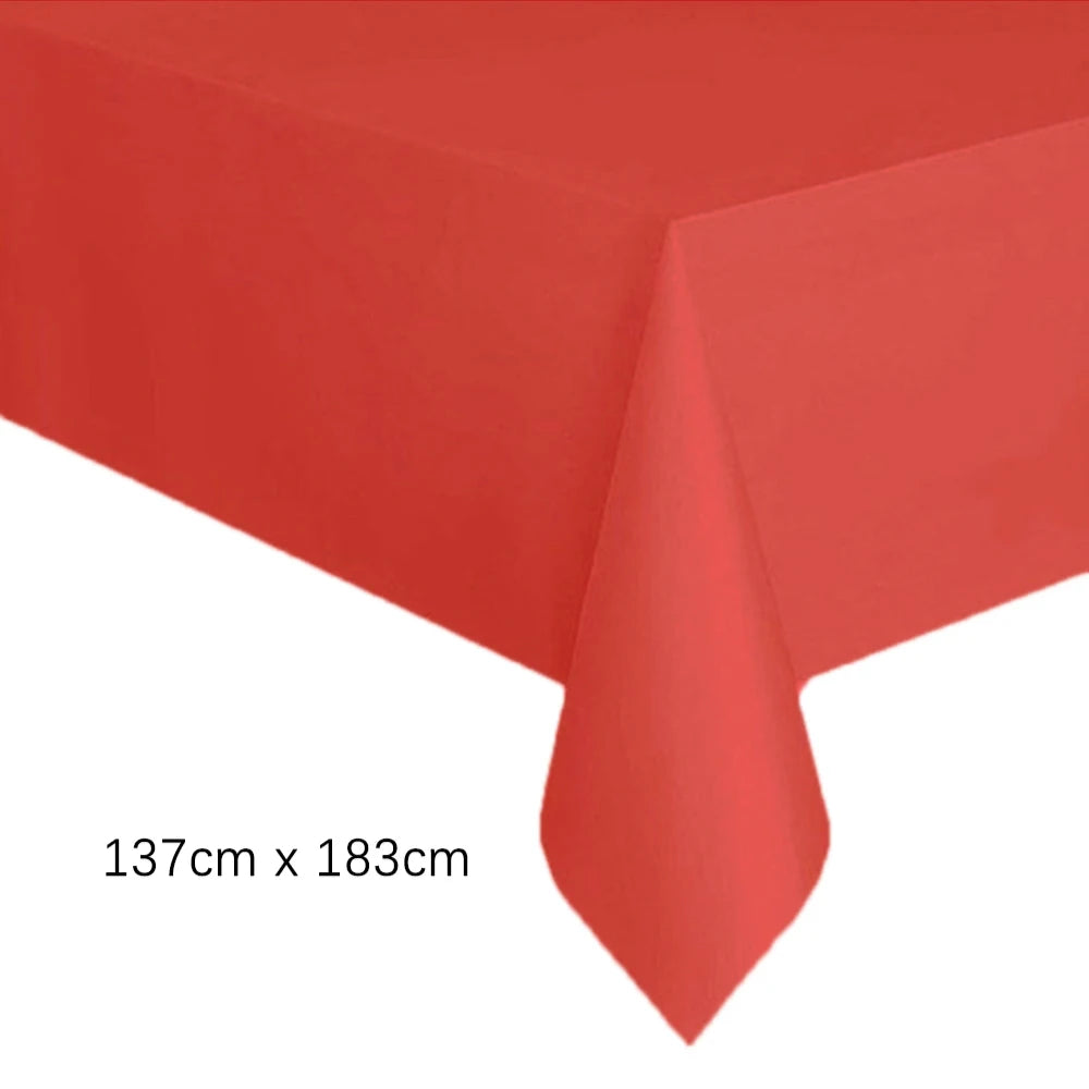 Disposable Tablecloth White Pink Table Cover Plastic Rectangle Desk Cloth for Birthday Wedding Party Table Decor Xmas - 1pc A