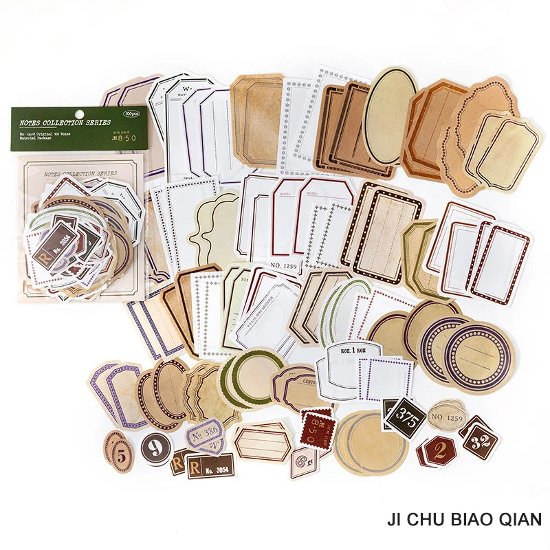 100 Sheets Vintage Journal Collage Material Pack DIY Scrapbooking Basic Decoration Memo Pad Background Notes Paper Stationery
