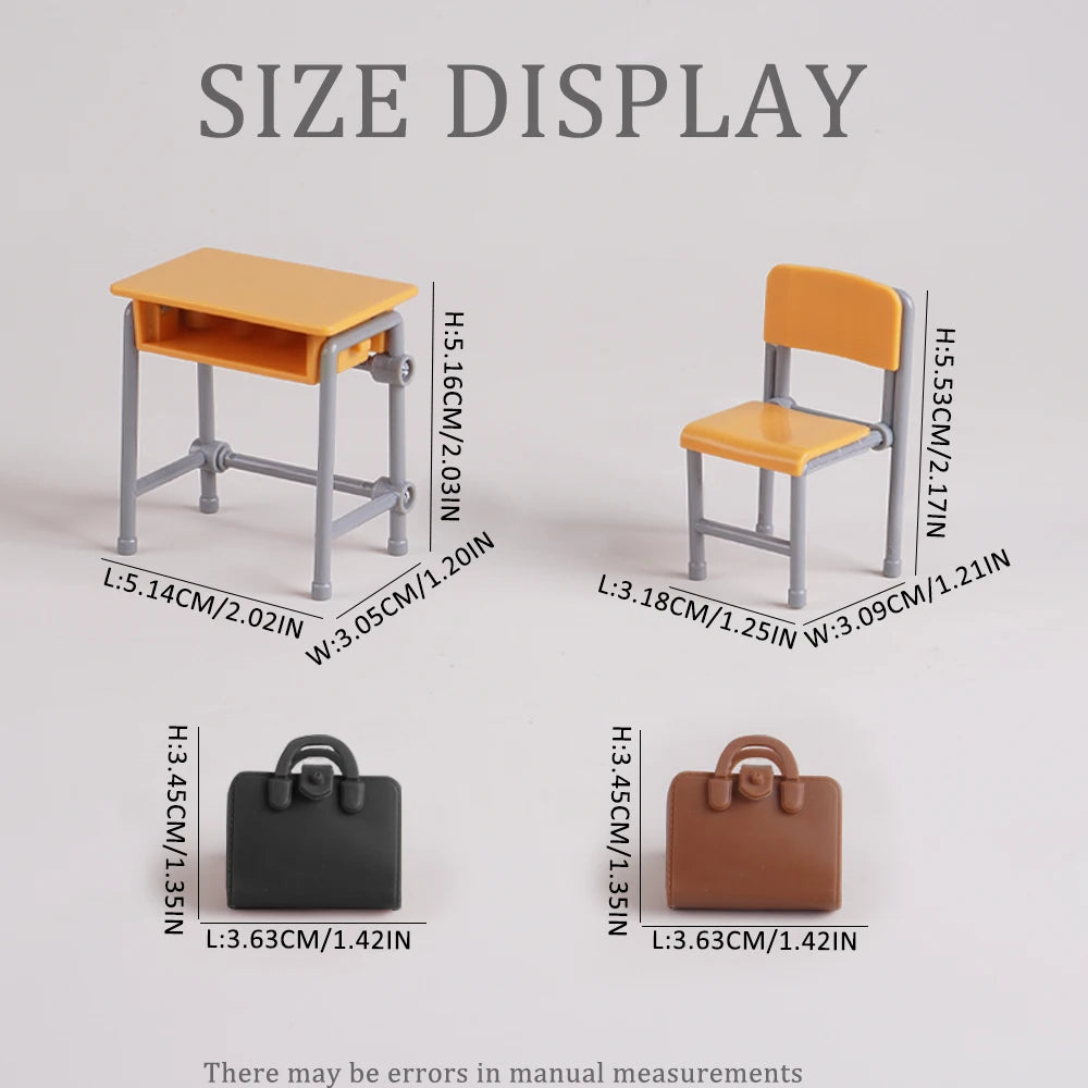 Mini Classroom Doll House Desk Chair Chalkboard Miniature School Playset Furniture Accessories Model Decoration For Kid Toy G