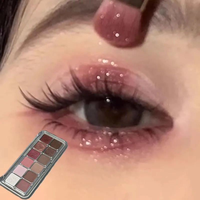 Sexy Rose Wine Red Brown Glitter Eyeshadow Saturation Soft Matte Grey Pink 12 Color Eye Shadow Makeup Palette Eye Contour Mak