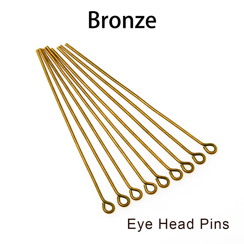 100-200Pcs/Lot 10-70mm Heads Eye Flat Head Pin Gold Plated Ball Head Pins for Jewelry Findings Making Accessories Supplies - 