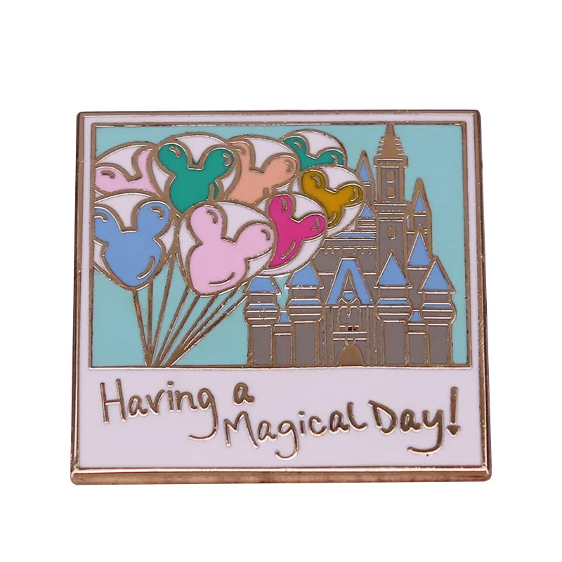 Magical Day Balloons Castle Souvenir Photo Enamel Pin Happy Romantic Memories Commemorative Brooch Badge Birthday Present