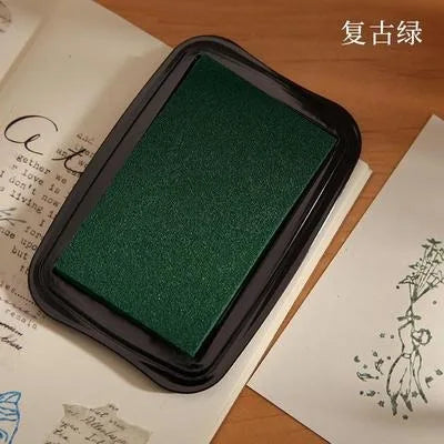 Vintage Color Inkpad For Stmaping Scrapbooking Material Big Size Stamps Decoraiton DIY Hobby Ink Pad - 7 deep green