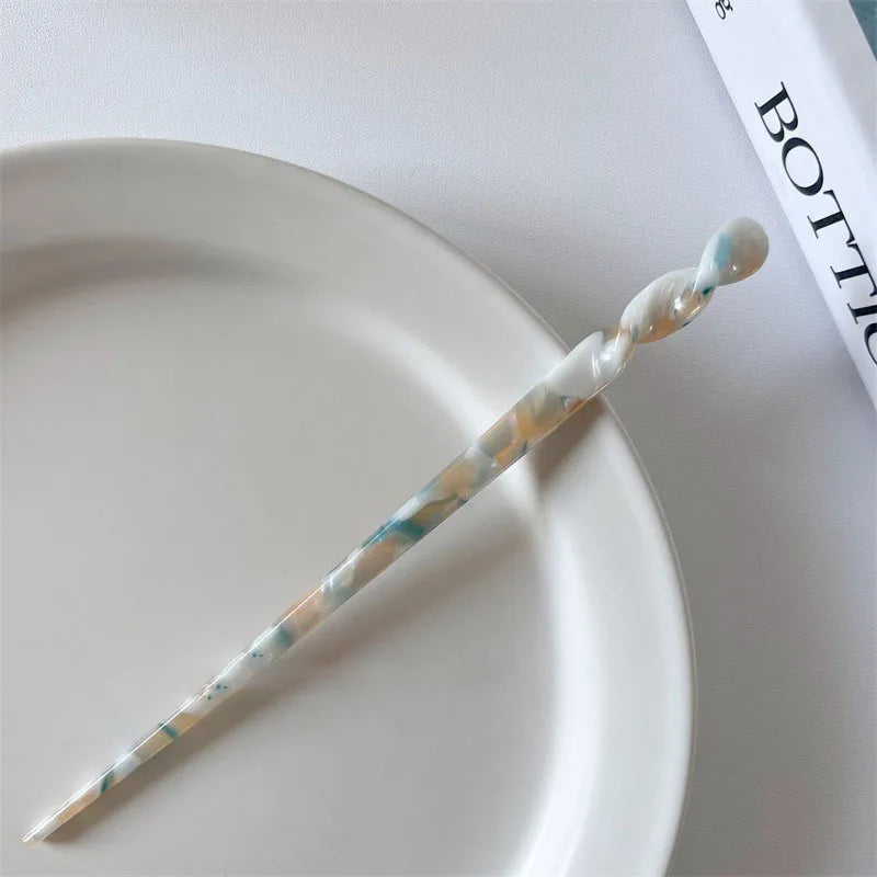 Vintage Chinese Style Hair Sticks for Women Girls Fashion Acetate Chopstick Shaped Hair Clips Pins Jewelry Hair Accessories -