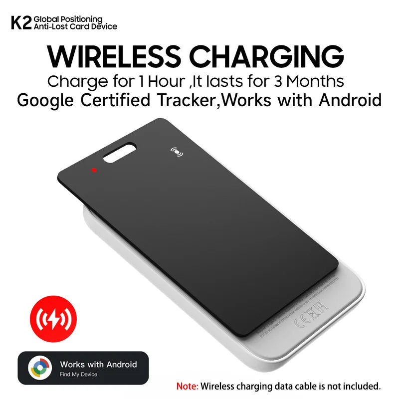 Wallet Tracker Card, Rechargeable Thin Finder, Works with Google Find My (Android Only),Item Locator for Luggage Tags Passpor