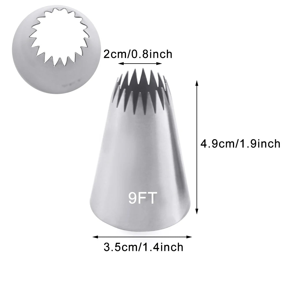 7FT 8FT 9FT Cake Decorating Tips Set Russian Open Star Piping Nozzles Tips Cupcake Cookies Icing Piping Pastry Nozzles