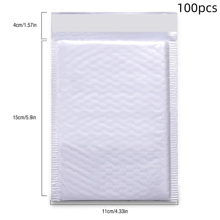 100Pcs White Bubble Envelopes With Bubble Buffering And AntiCollision SelfAdhesive Sealing Strips For Express Packaging - 11x