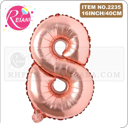 16 inch rose gold letter aluminum film balloon number digital balloon set wedding baby shower birthday party decoration ballo