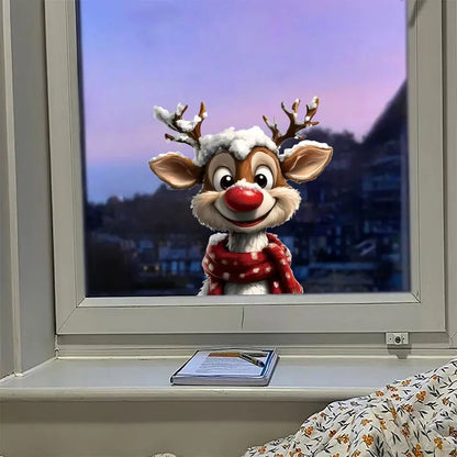 1PC Christmas Reindeer Window Stickers Waterproof for Home Decoration Window Glass Door DIY BathRoom Wall Universal Vinyl Dec
