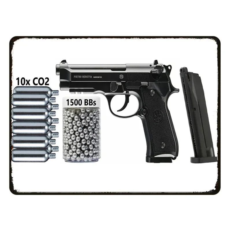 Vintage HD Pistol Metal Sign, Retro Wall Decor for Home Bar Club Man Cave